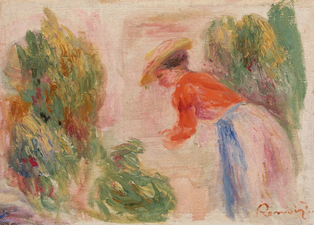 Kvinne samler blomster av Pierre Auguste Renoir