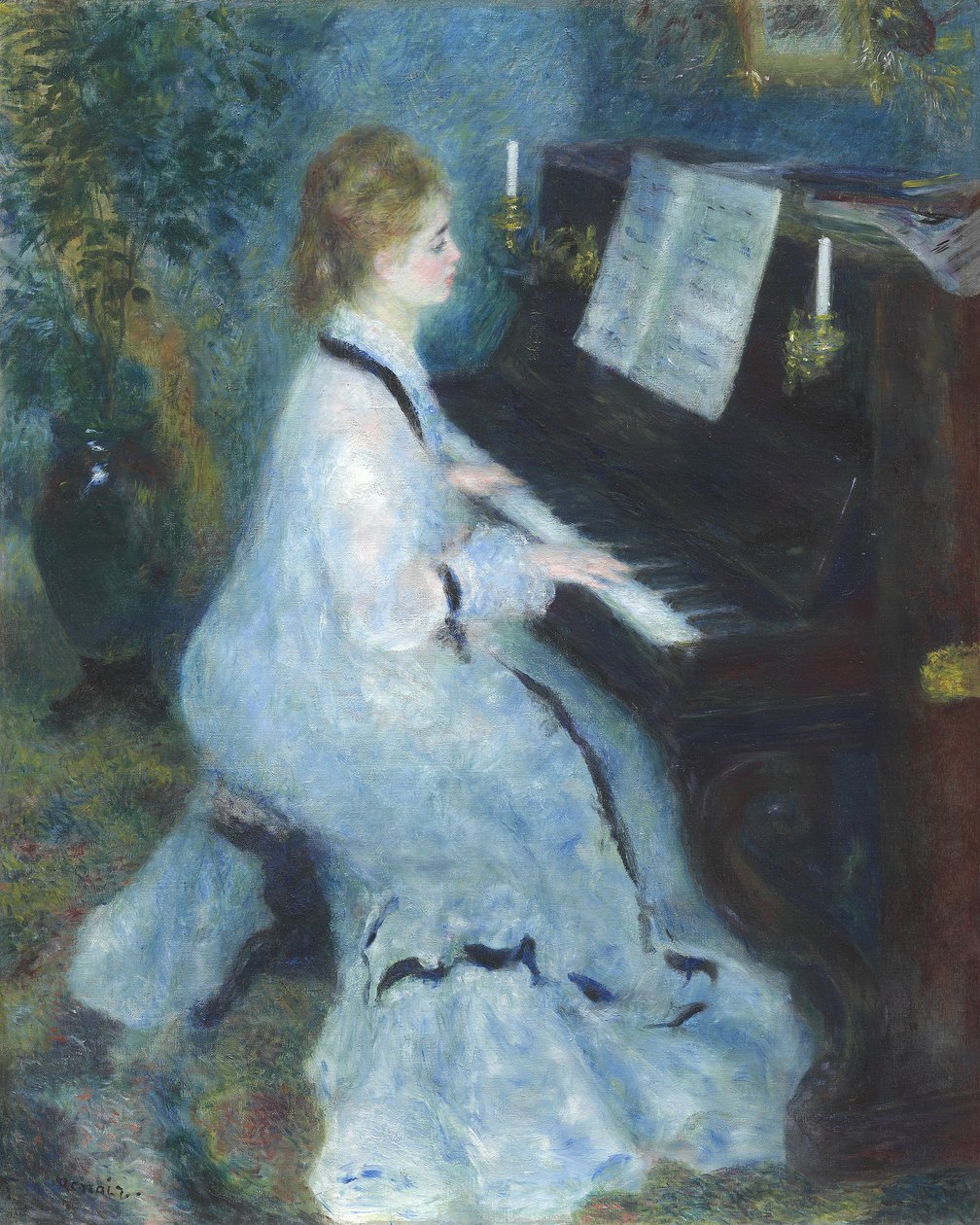 Kvinne ved pianoet, 1875-76 av Pierre Auguste Renoir