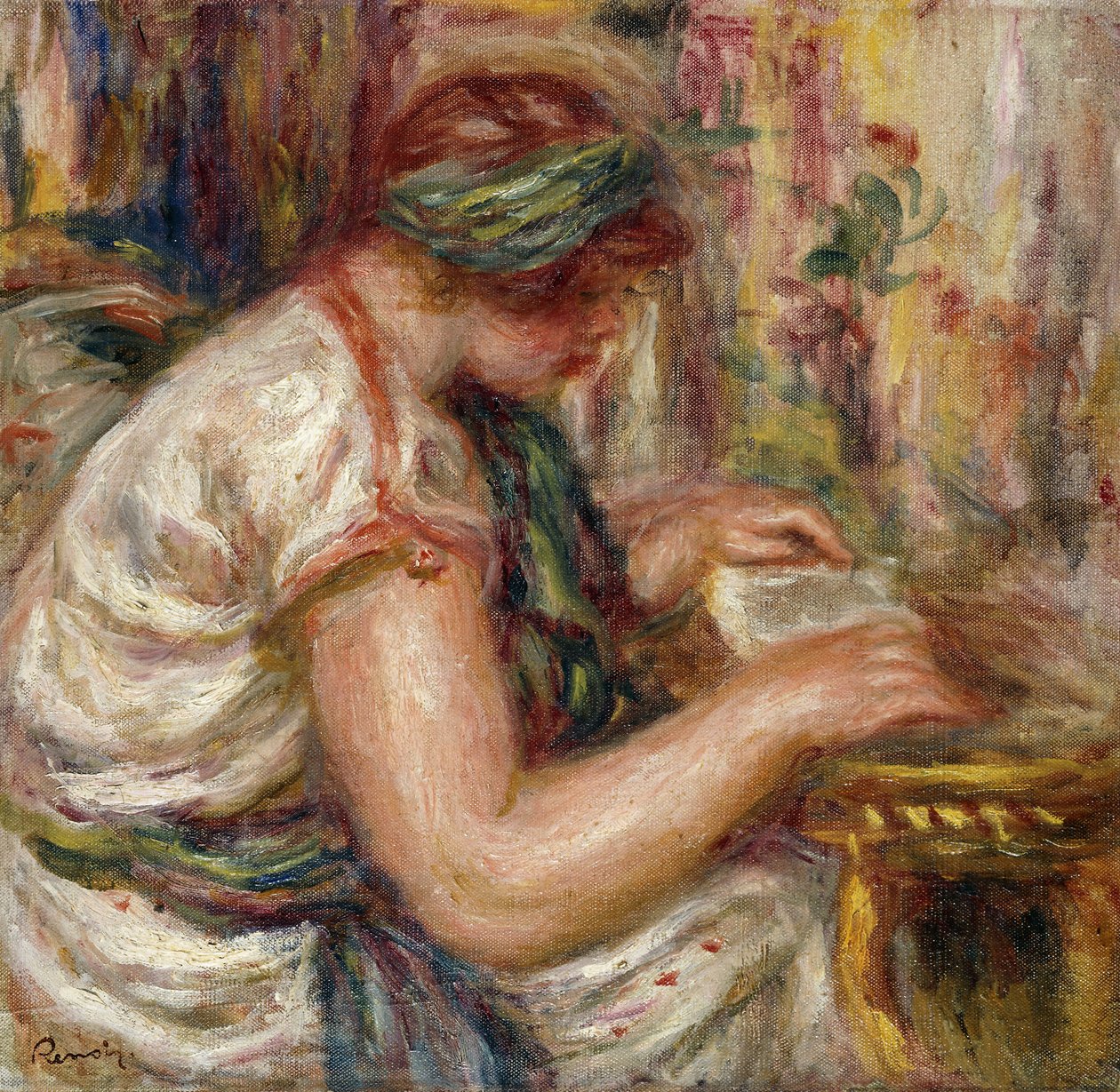 Kvinne i arabisk kjole som leser; Kvinne i en arabisk bluse leser, 1919 av Pierre Auguste Renoir