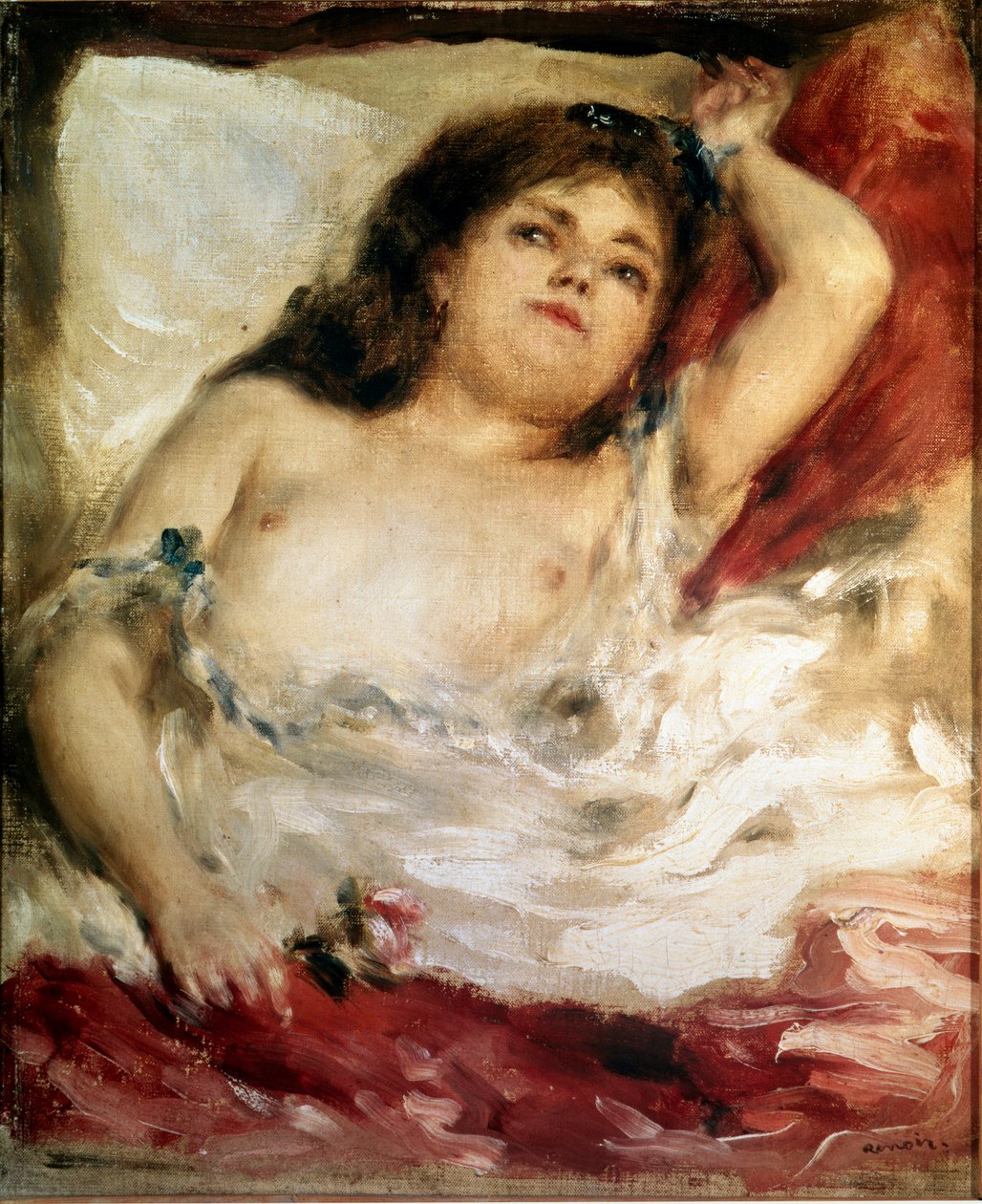 Kvinne strekker seg: rosen. Maleri av Pierre Auguste Renoir (Pierre-Auguste av Pierre Auguste Renoir