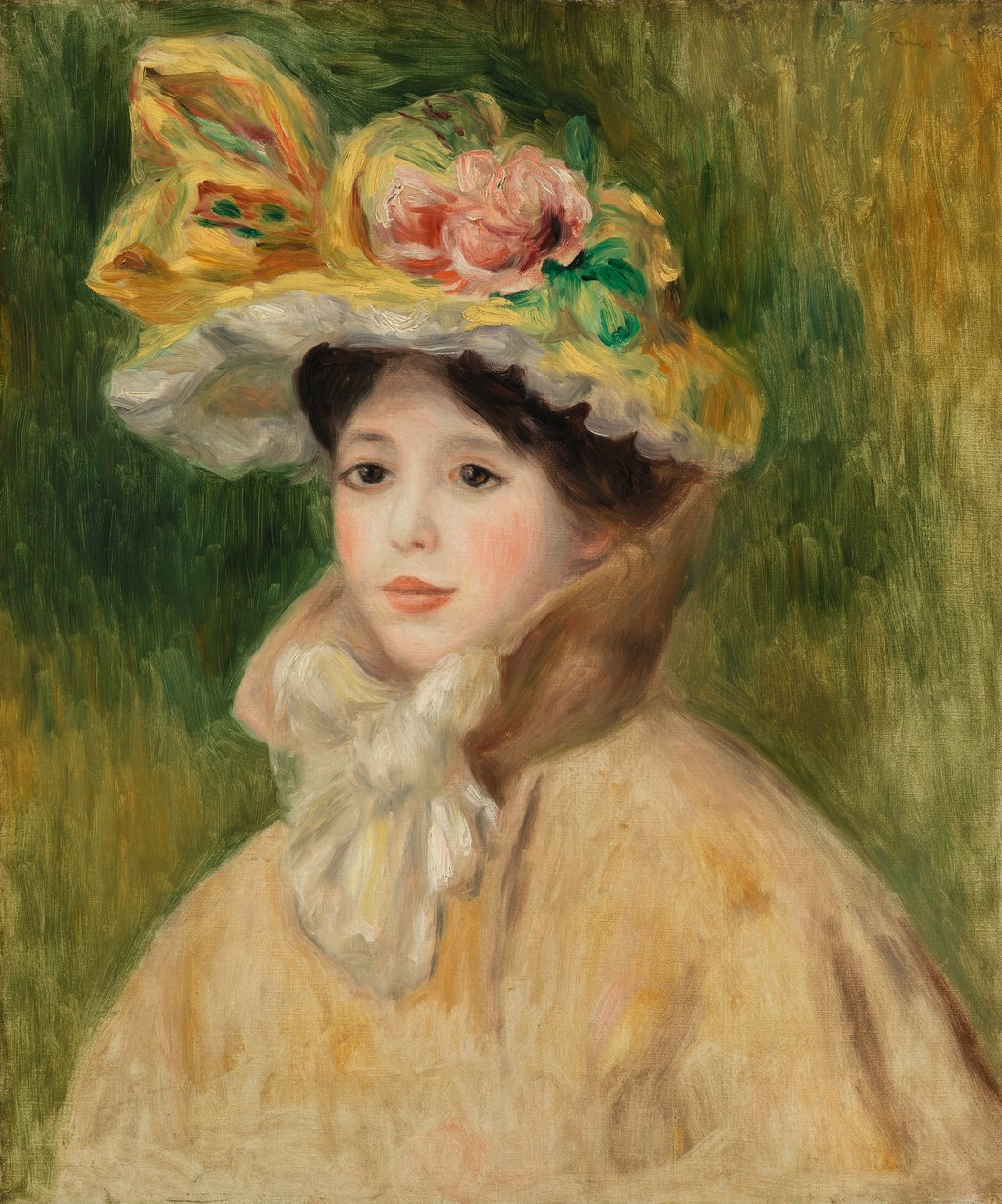Kvinne med Capeline av Pierre Auguste Renoir