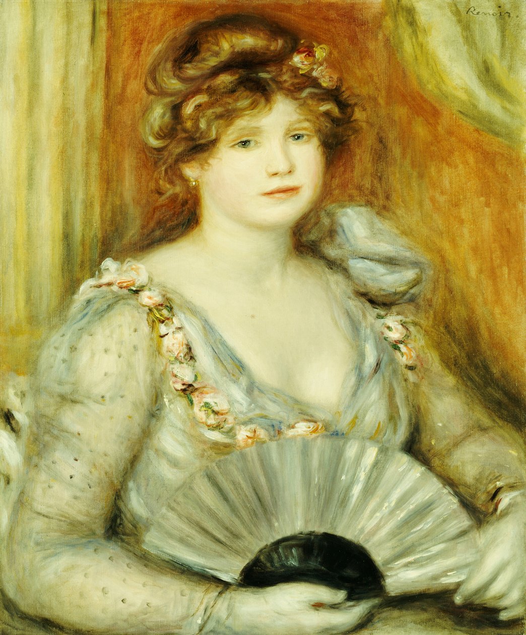 Kvinne med fan av Pierre Auguste Renoir