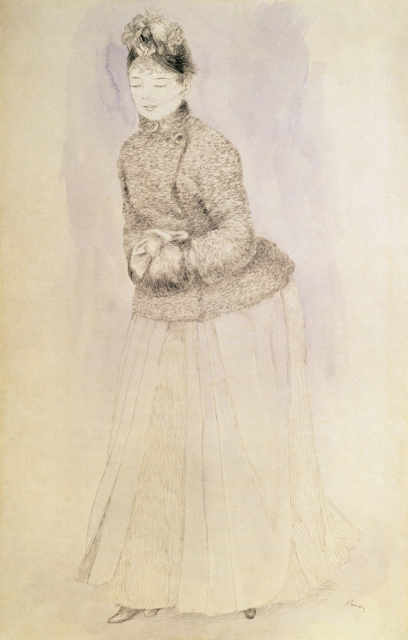 Kvinne med muff av Pierre Auguste Renoir