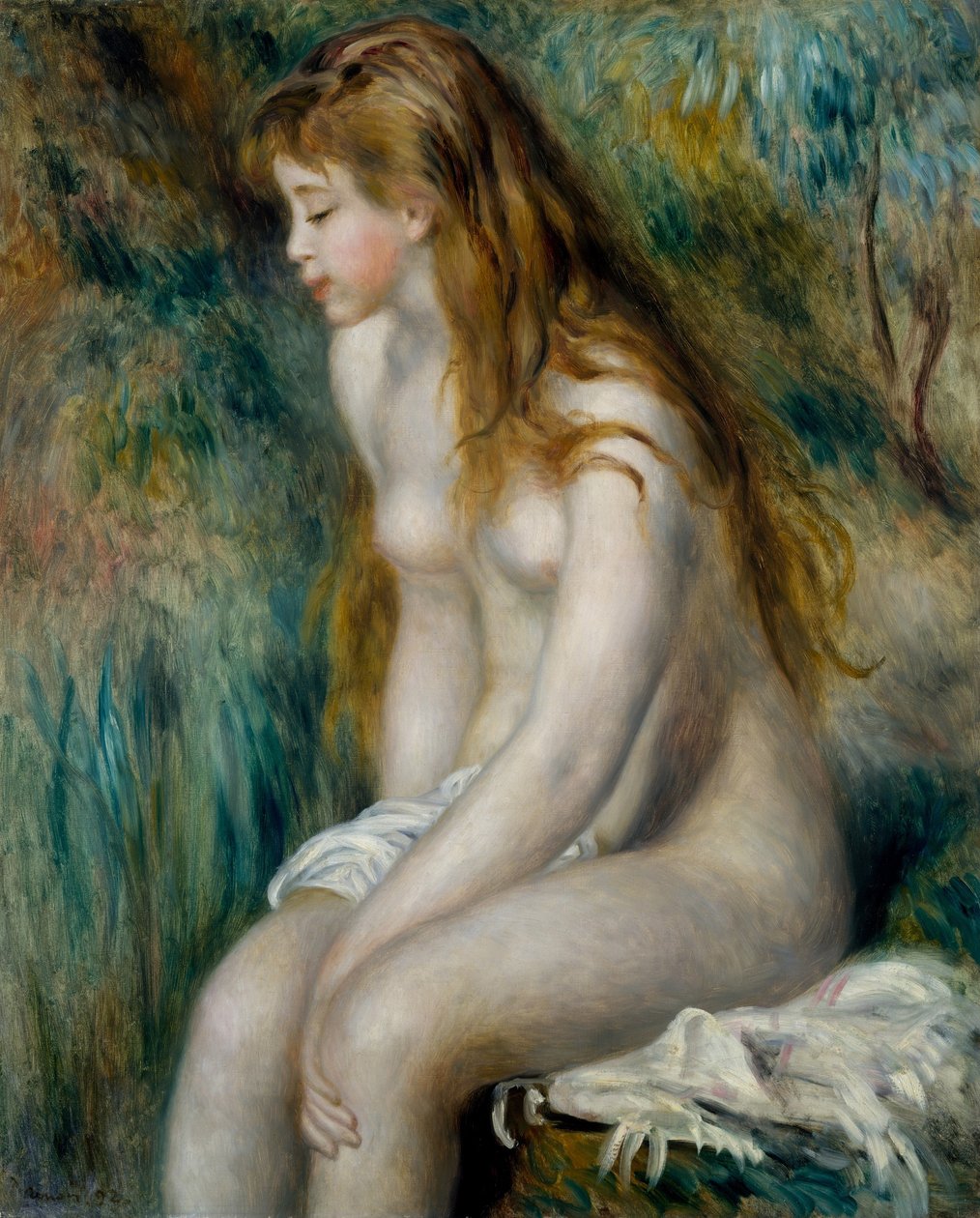 Ung jente bader av Pierre Auguste Renoir