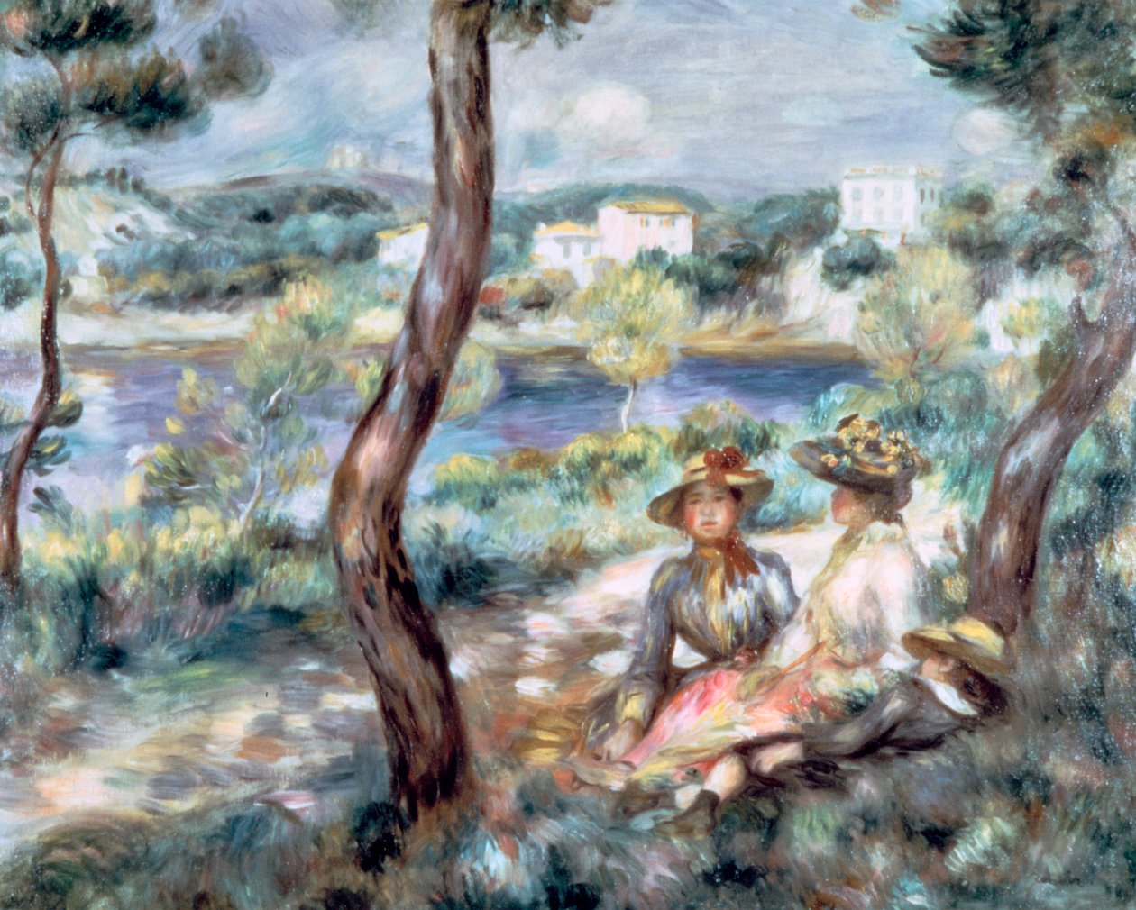 Ung jente og gutt i et landskap, 1893. av Pierre Auguste Renoir