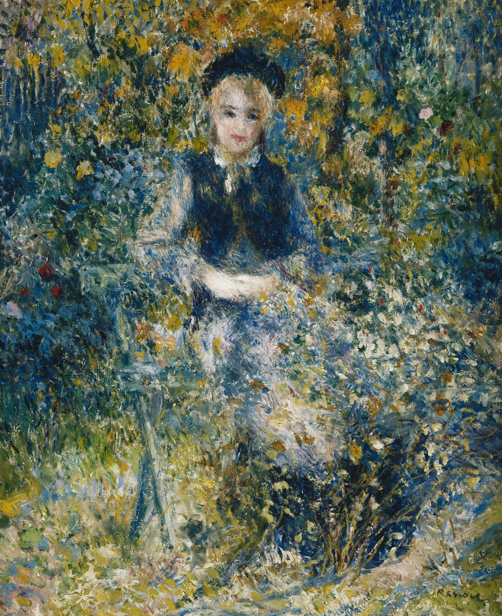 Ung jente på en benk; Den unge jenta på benken, 1875 av Pierre Auguste Renoir