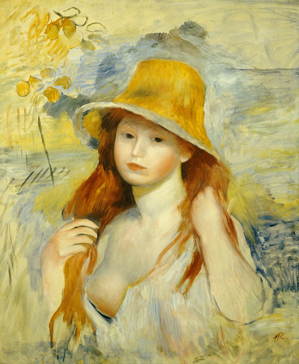 Ung jente med stråhatt, 1884 av Pierre Auguste Renoir