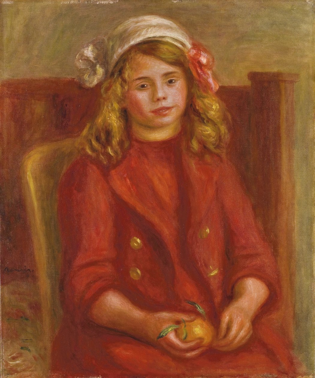 Ung jente med en appelsin; Fillette a l"orange, 1911 av Pierre Auguste Renoir