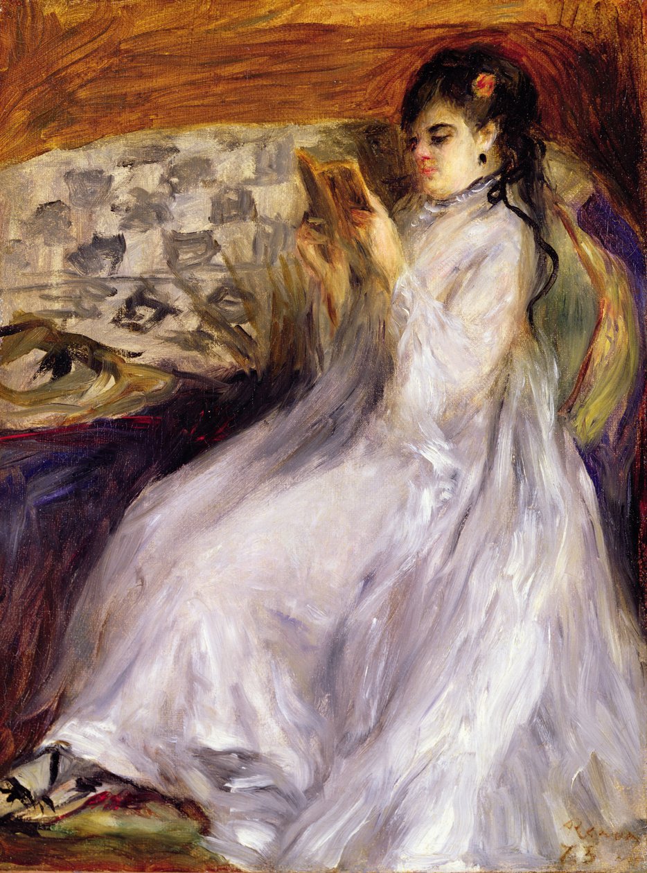 Young Woman Reading, ca. 1873 (olje på lerret) av Pierre Auguste Renoir