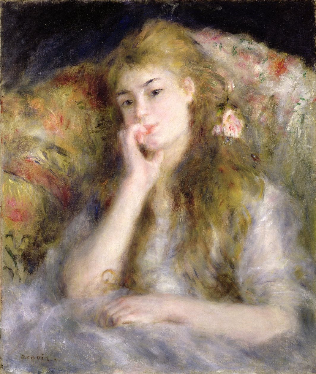 Ung kvinne sittende, ca. 1876-77 av Pierre Auguste Renoir