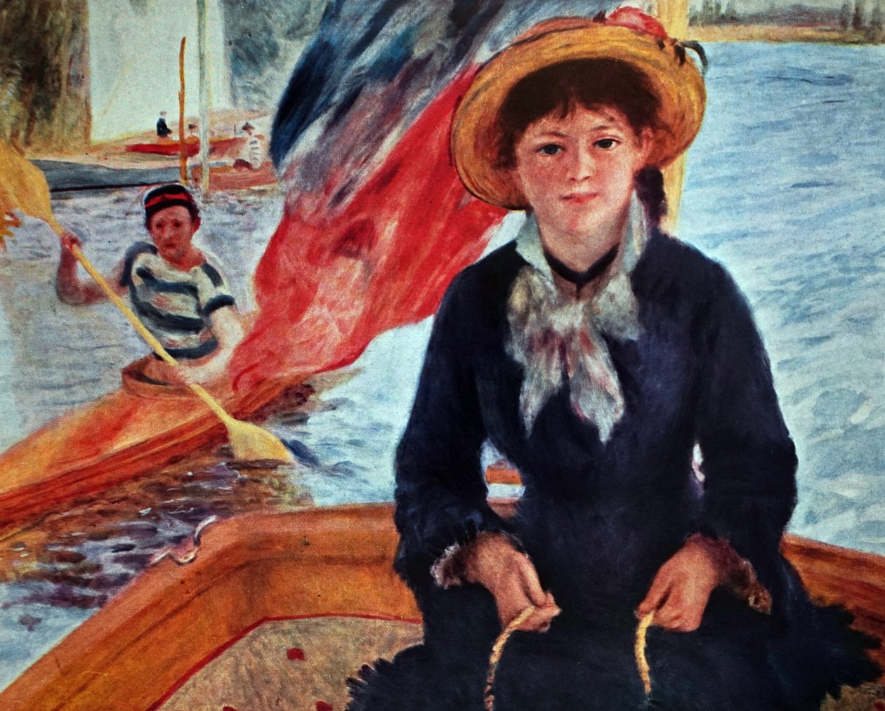 Ung kvinne i en båt (Lise Trehot) av Pierre Auguste Renoir