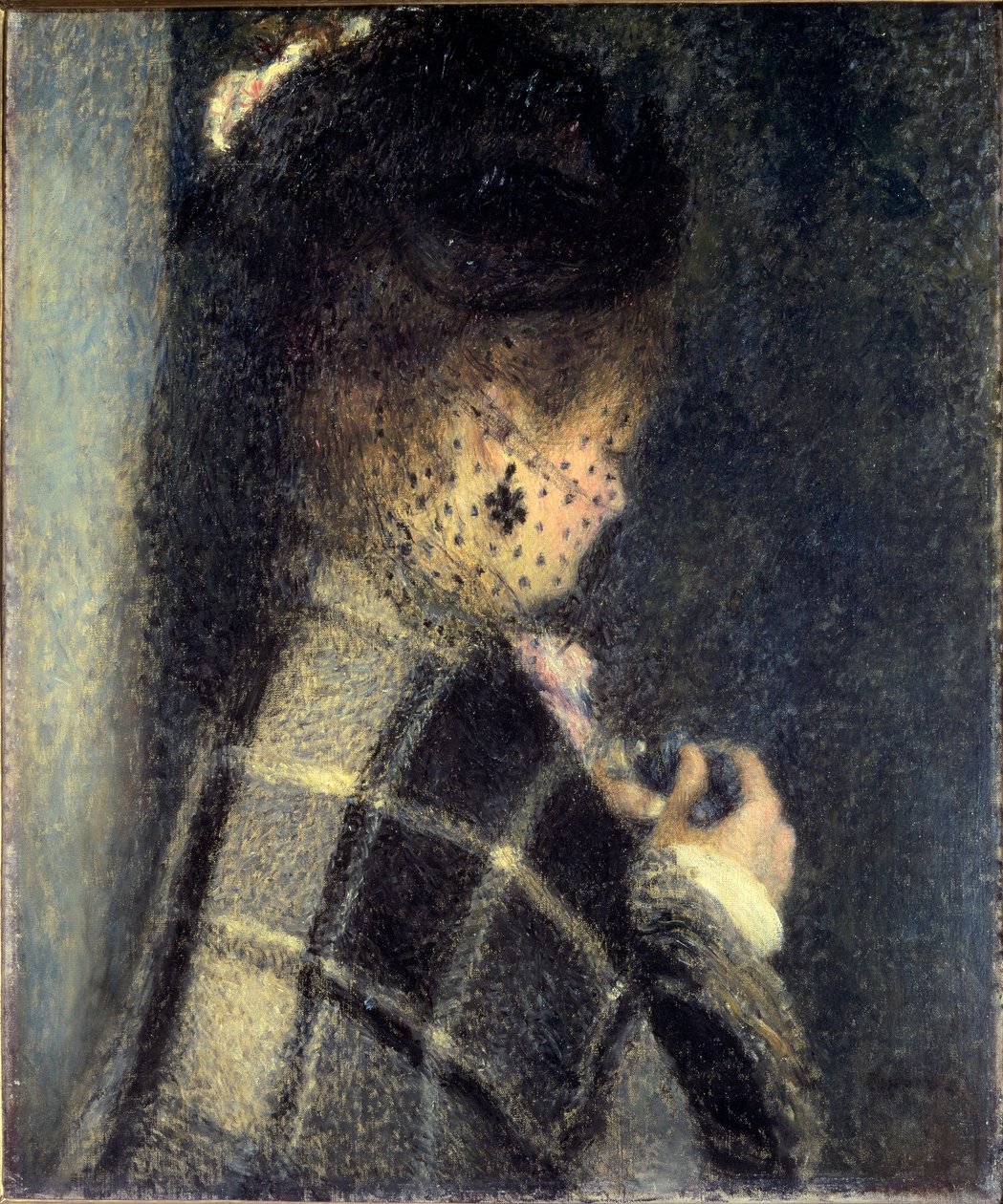 Ung kvinne med et lite slør, ca 1870 (olje på lerret) av Pierre Auguste Renoir