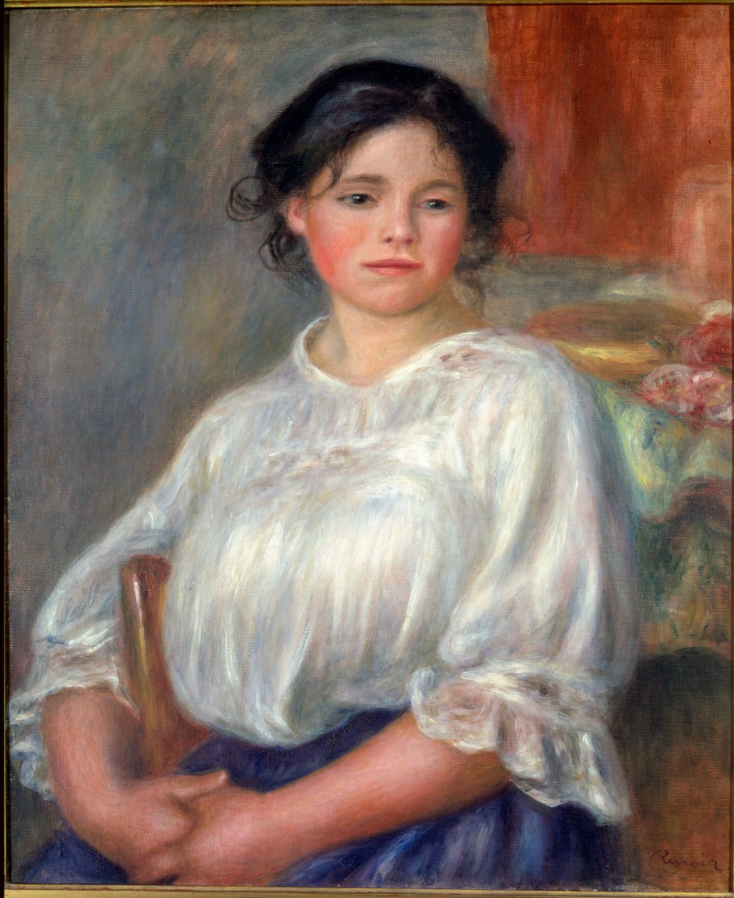 Ung jente sitter av Pierre Auguste Renoir