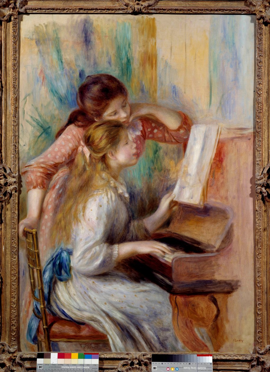 Unge jenter ved pianoet Forberedende studie av Pierre Auguste Renoir (1841-1919) 1892 Søn. 1,16x0,81 m Paris, musee de l