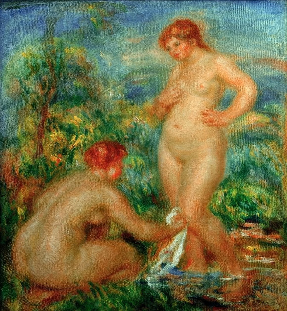 To badende av Pierre Auguste Renoir