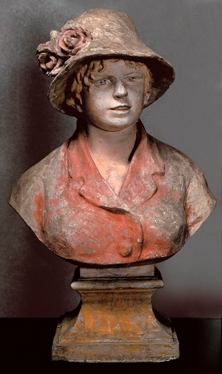 skulptur av Aline Charigot, fru Renoir, ca. 1900 (polykrom gips) av Pierre Auguste Renoir