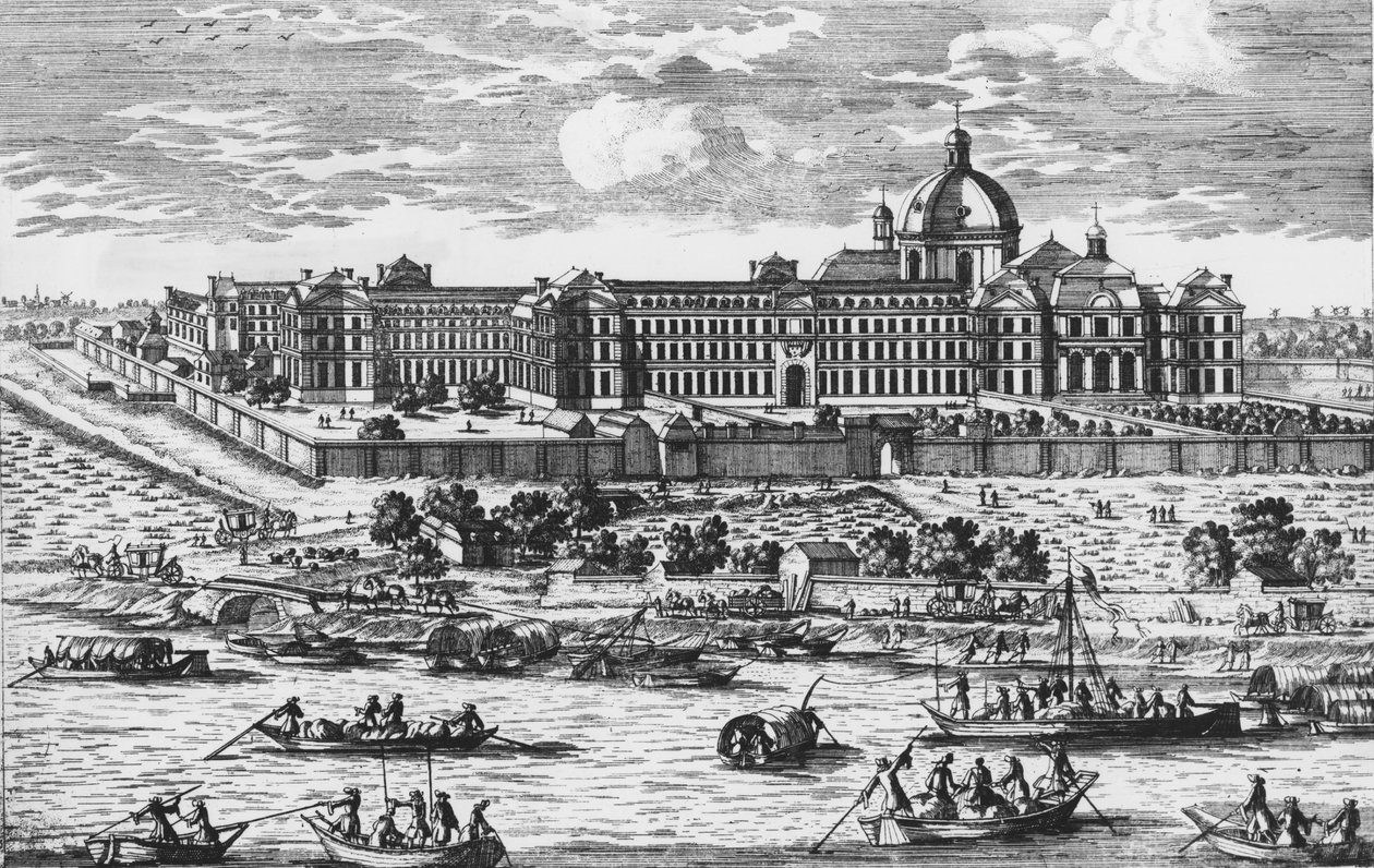 utsikt over Salpêtrier. Gravering av Aveline på 1600-tallet. av Pierre Aveline