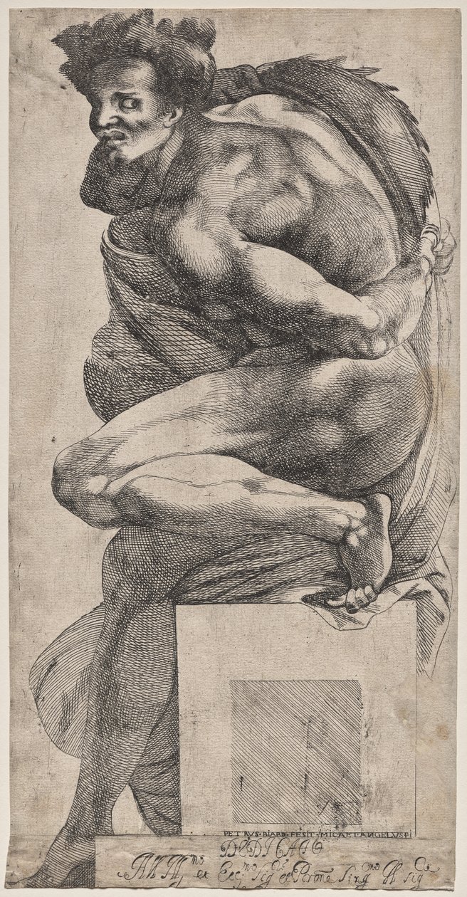 Ignudo (etter Michelangelo) av Pierre Biard the Younger