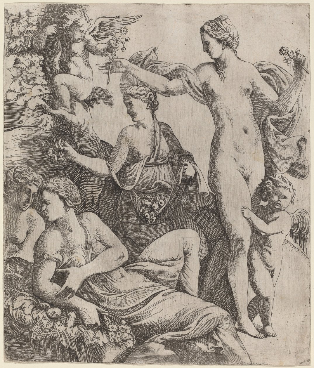 Venus med nådene og Putti av Pierre Biard the Younger