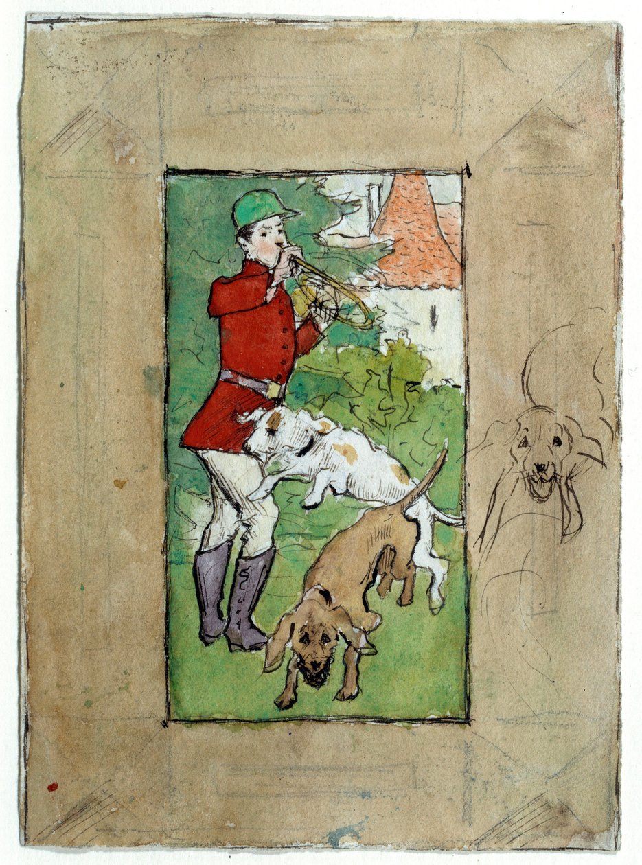 En jeger med hundene sine tegning av Pierre Bonnard av Pierre Bonnard