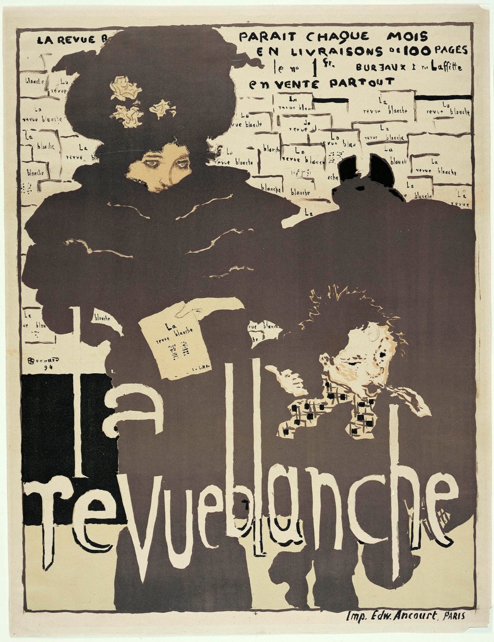 Presseplakat for ""La Revue blanche"". Portrett av Misia Sert (1872-1950) (?). Kunstverk av Pierre Bonnard (1867-1947) av Pierre Bonnard