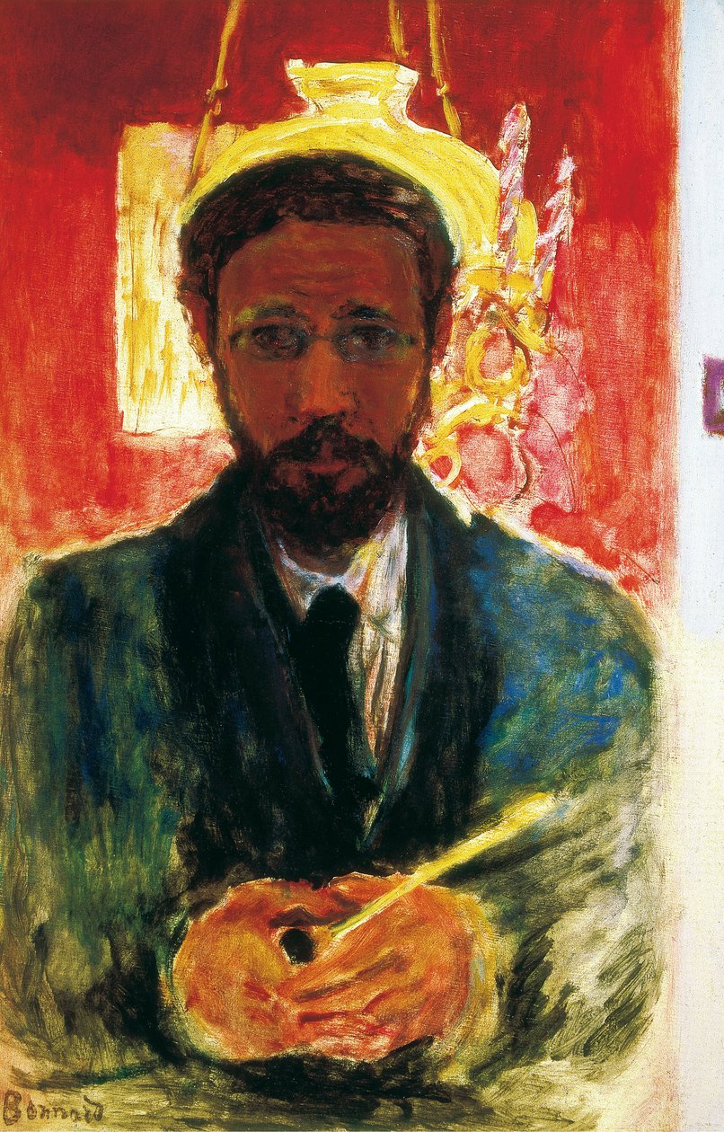 Selvportrett med pipe. 1908 av Pierre Bonnard