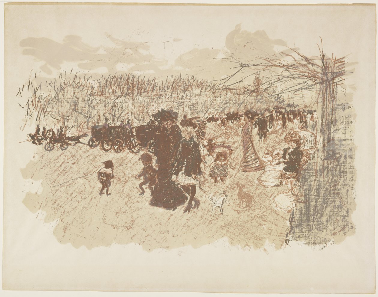 Avenue i Bois de Boulogne, ca. 1898 (publisert 1899) av Pierre Bonnard