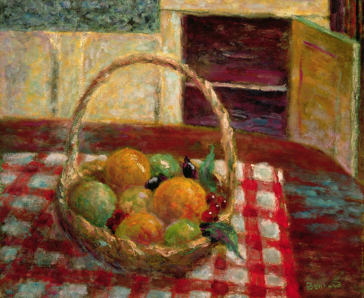 En kurv med frukt på et bord av Pierre Bonnard