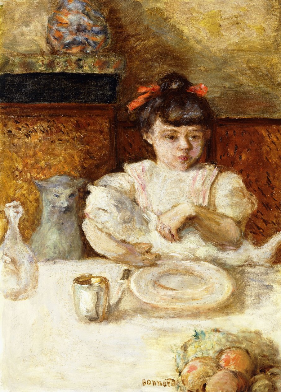barn og katter; Enfant et Chats, ca. 1906 (olje på lerret) av Pierre Bonnard