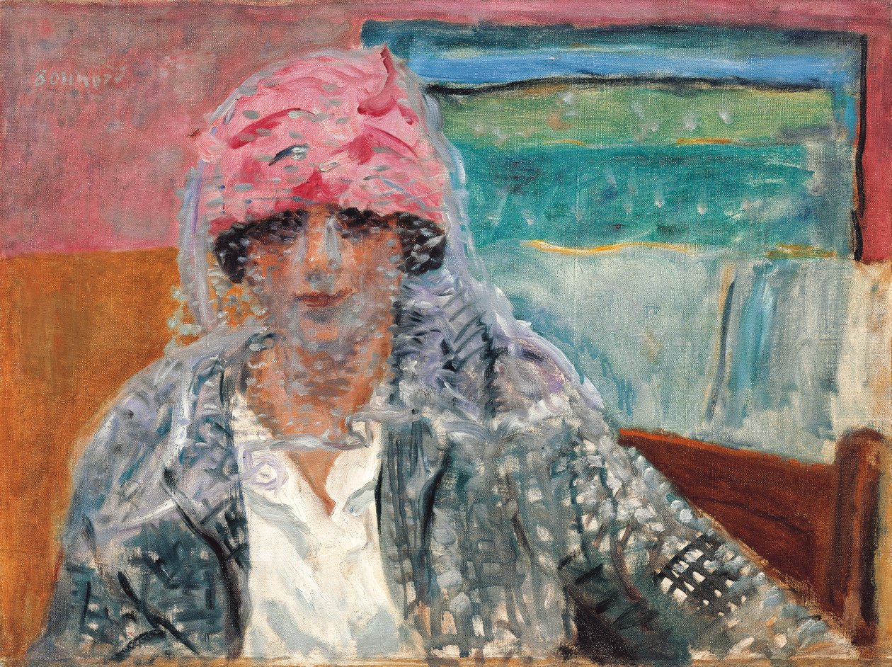 Kvinne med slør (Mme Lucienne Dupuy de Frenelle), ca. 1917 (olje på lerret) av Pierre Bonnard