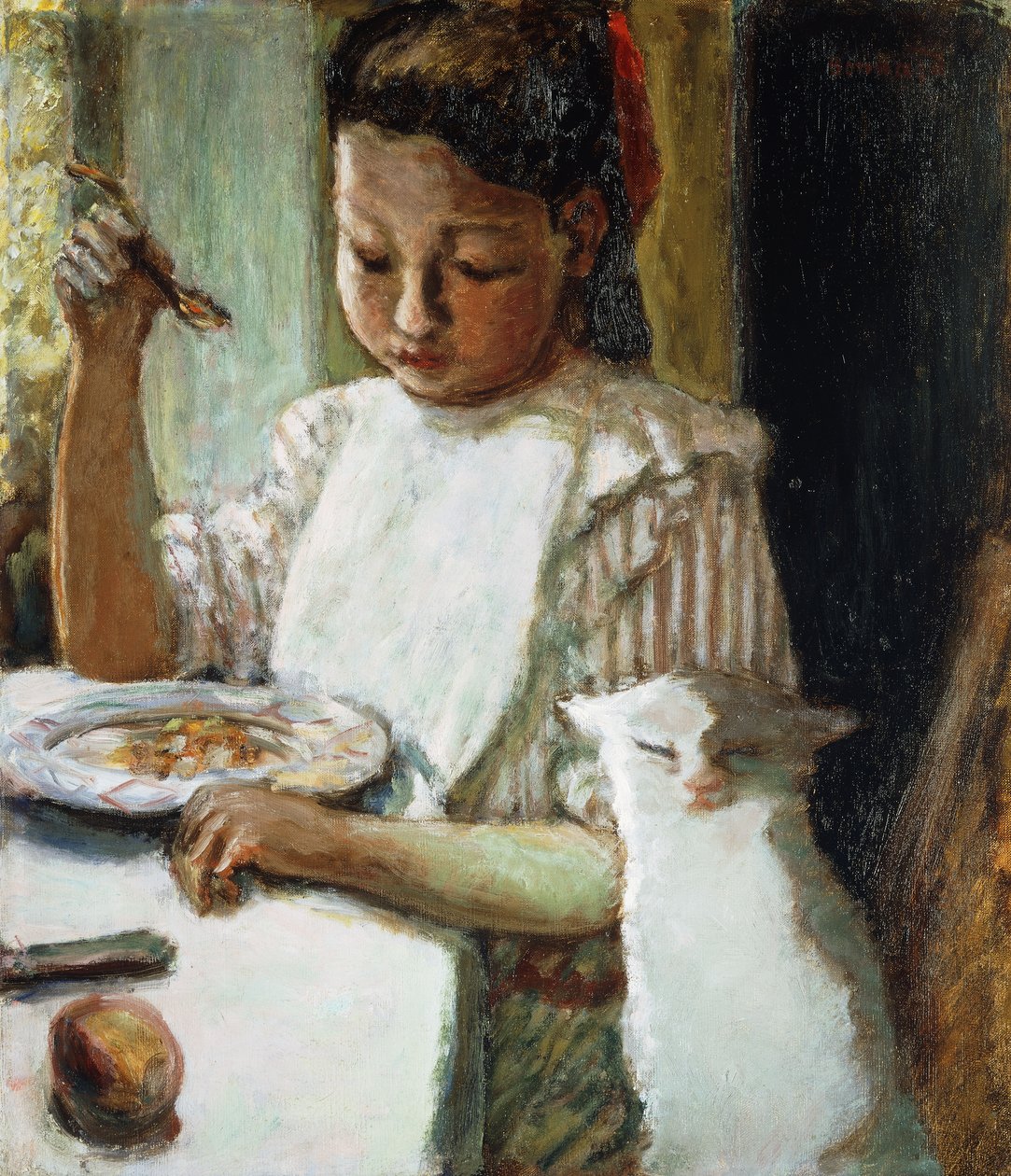 spedbarn og katt; L