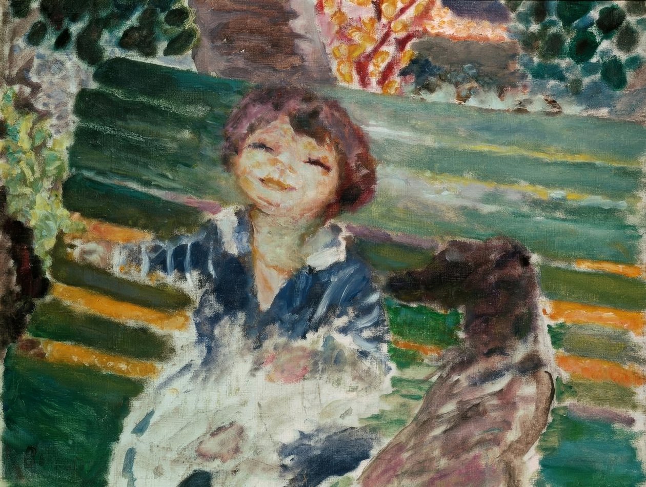 Liten jente med hund av Pierre Bonnard