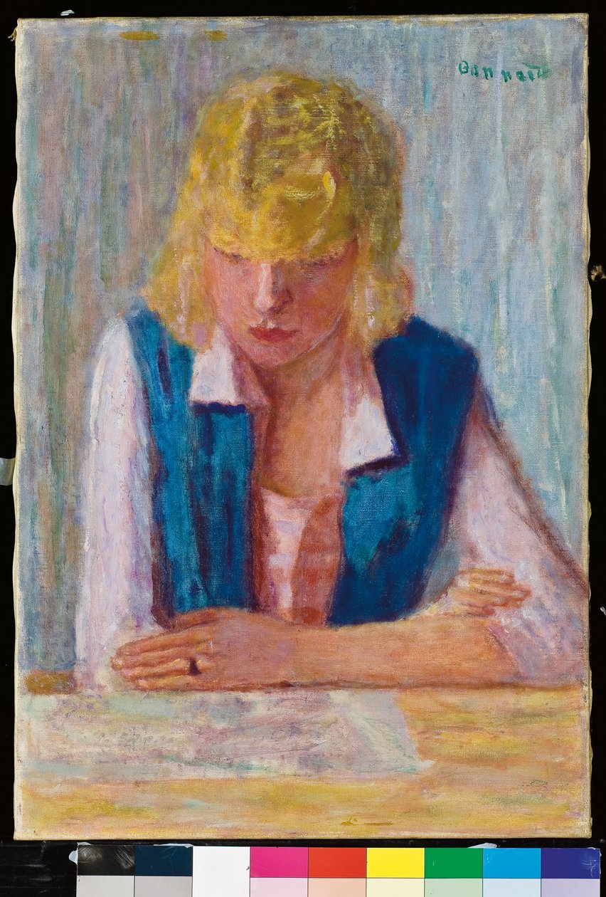 Blondinen i den blå vesten av Pierre Bonnard