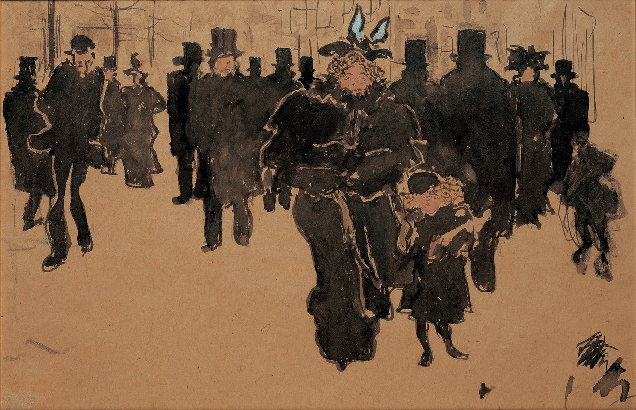 Le boulevard, ca. 1890 (akvarell, blekk og vask på brunpapir) av Pierre Bonnard