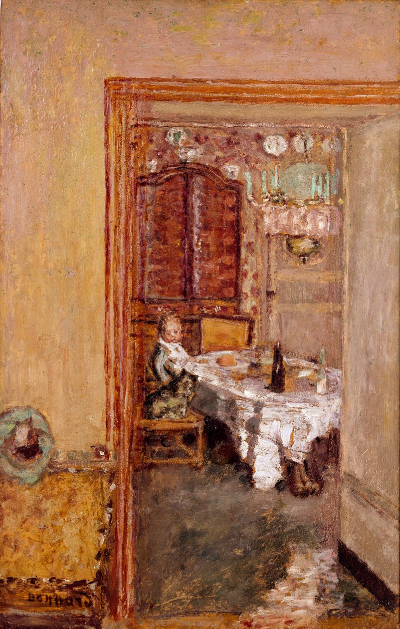 Liten gutt i spisestuen. Maleri av Pierre Bonnard (1867-1947) 1898 engelsk privat samling av Pierre Bonnard
