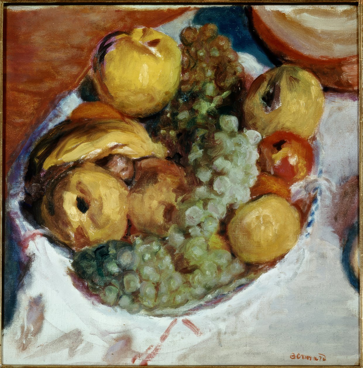 Stilleben, tre drueklaser av Pierre Bonnard