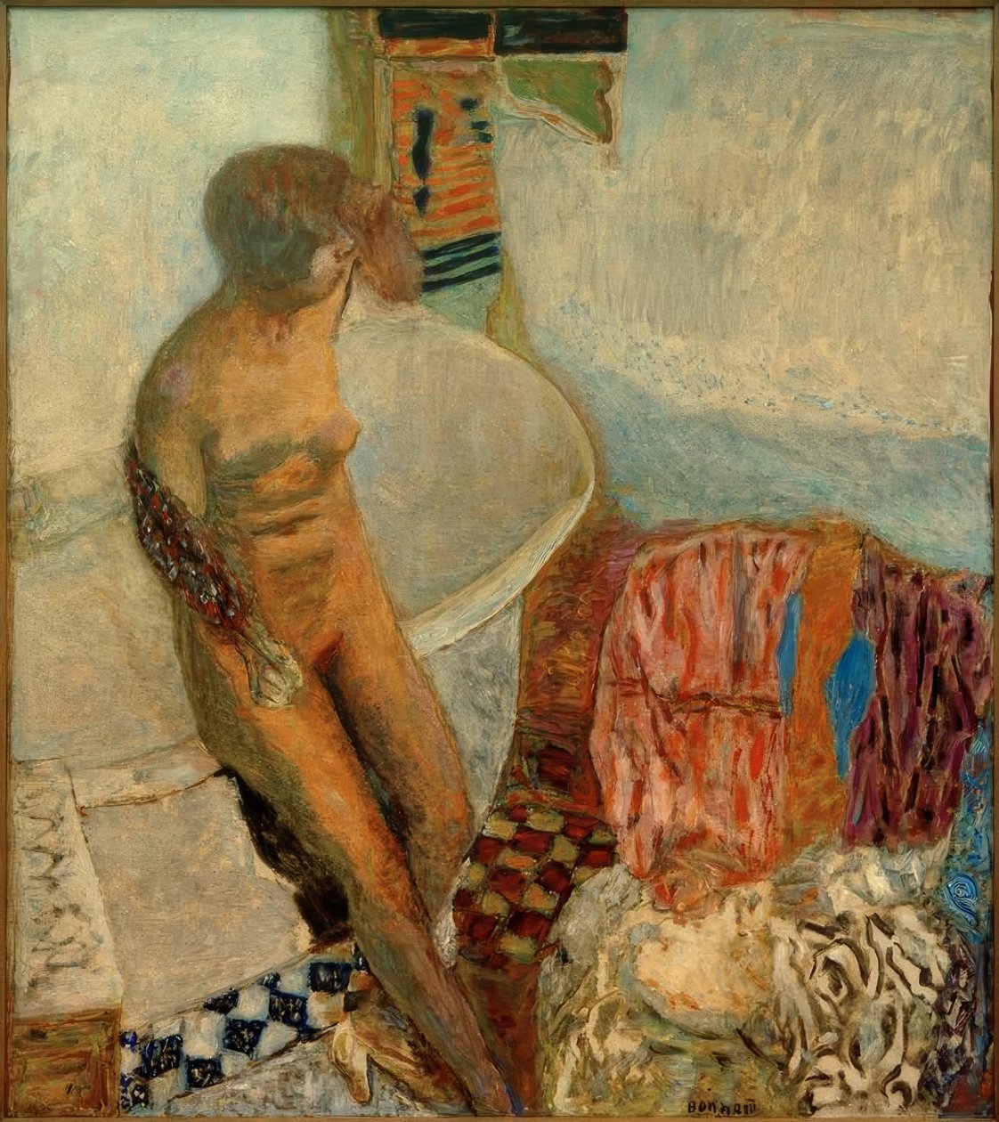 Naken i badekaret (Ut av badekaret) av Pierre Bonnard