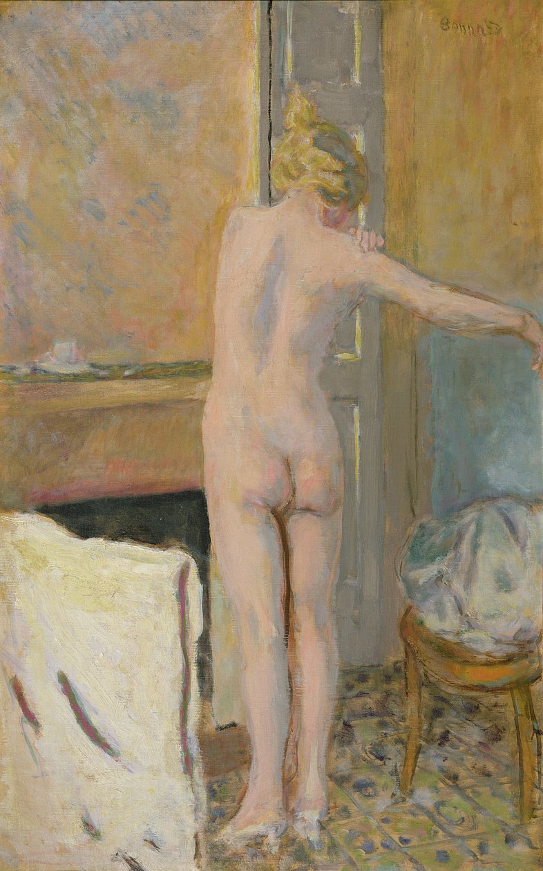 Naken foran en kappe av Pierre Bonnard