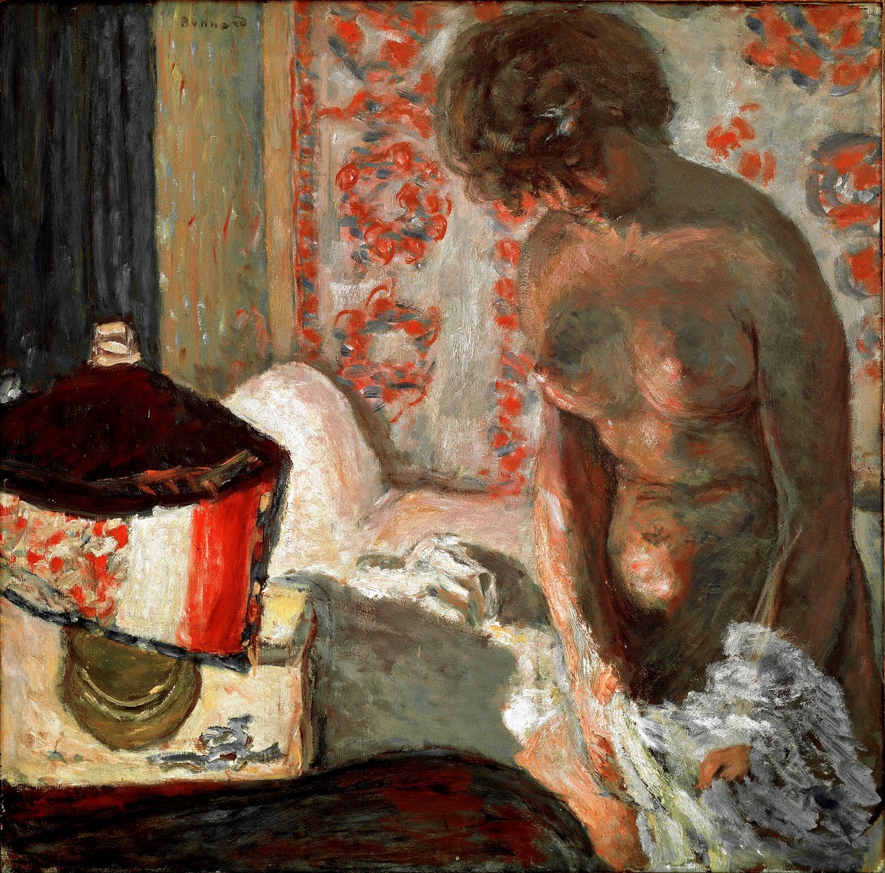 Naken ved lampen Maleri av Pierre Bonnard (1867-1947) 1910-1911 Mål 75,5x75 cm Bern, Samling Hans R. Hahnloser av Pierre Bonnard
