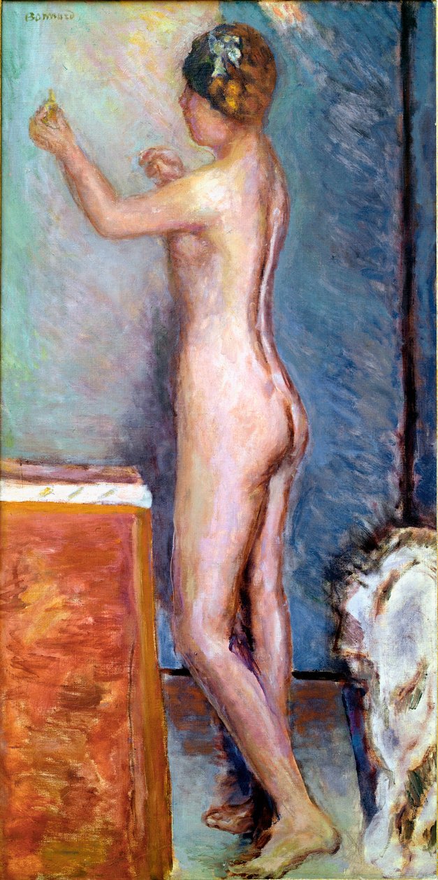Naken på blå bakgrunn, maleri av Pierre Bonnard (1867-1947) 1915 Solothurn, Silvan Kocher-samlingen av Pierre Bonnard