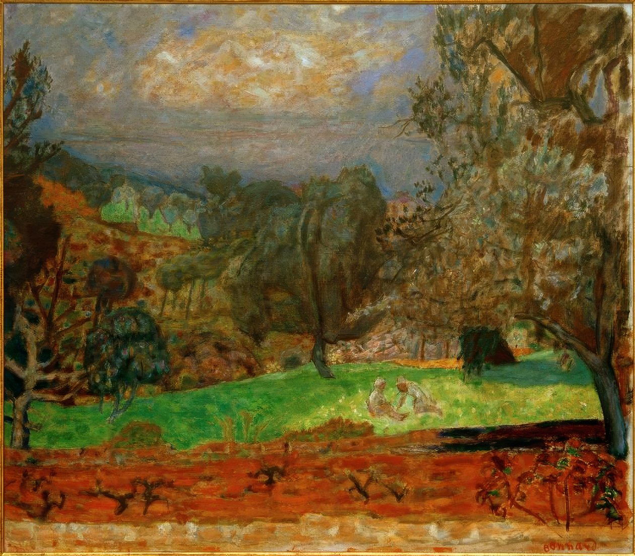 Landskap ved solnedgang (Le Cannet) av Pierre Bonnard