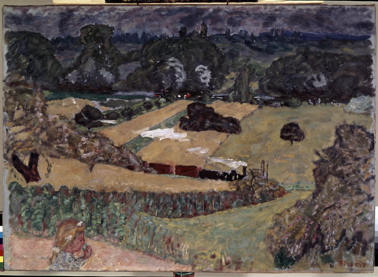 Landskap med godstog. Maleri av Pierre Bonnard (1867-1947) av Pierre Bonnard