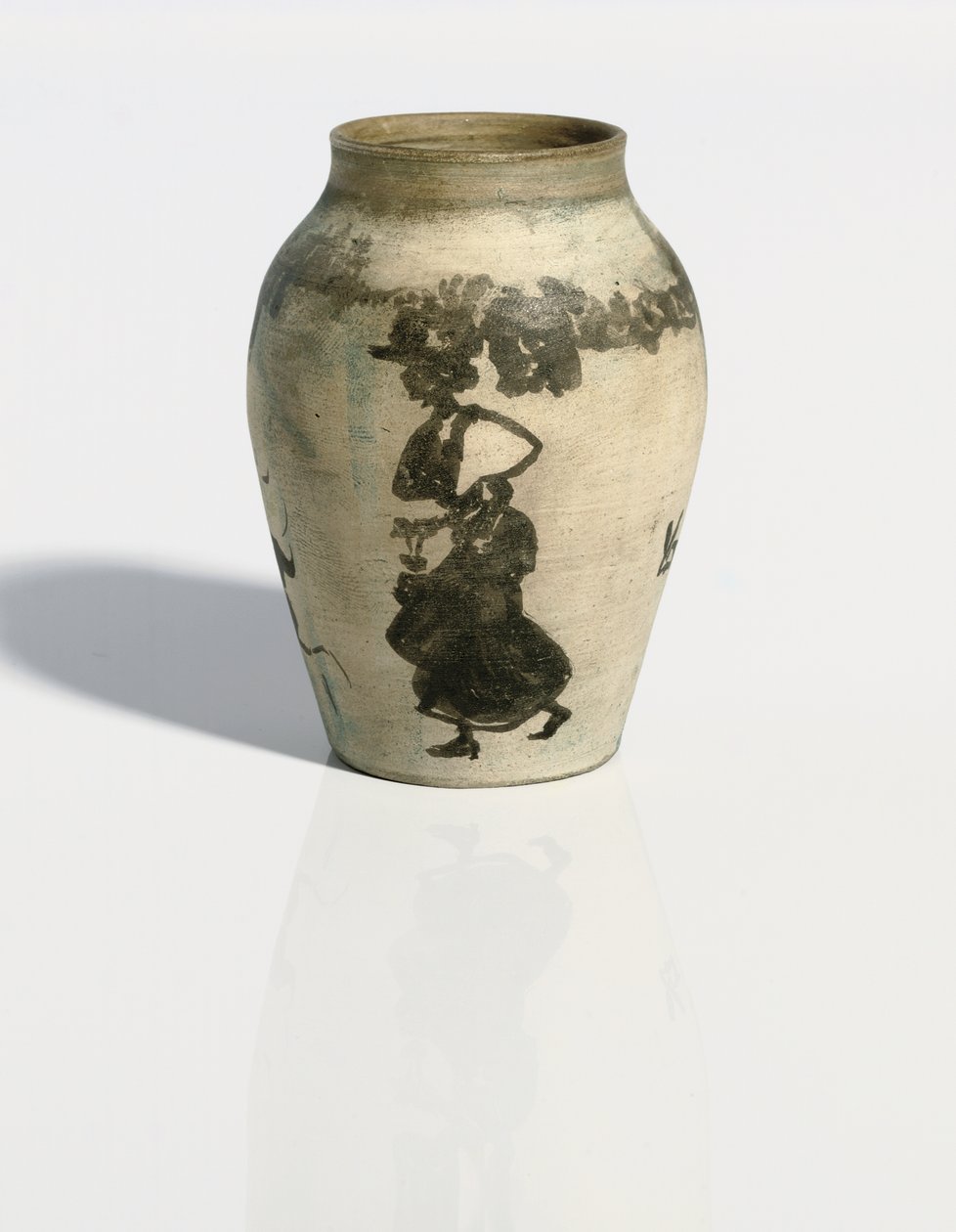 Liten vase: gatebilde, ca. 1894-95 (India blekk på uglasert malt porselens balustervase) av Pierre Bonnard