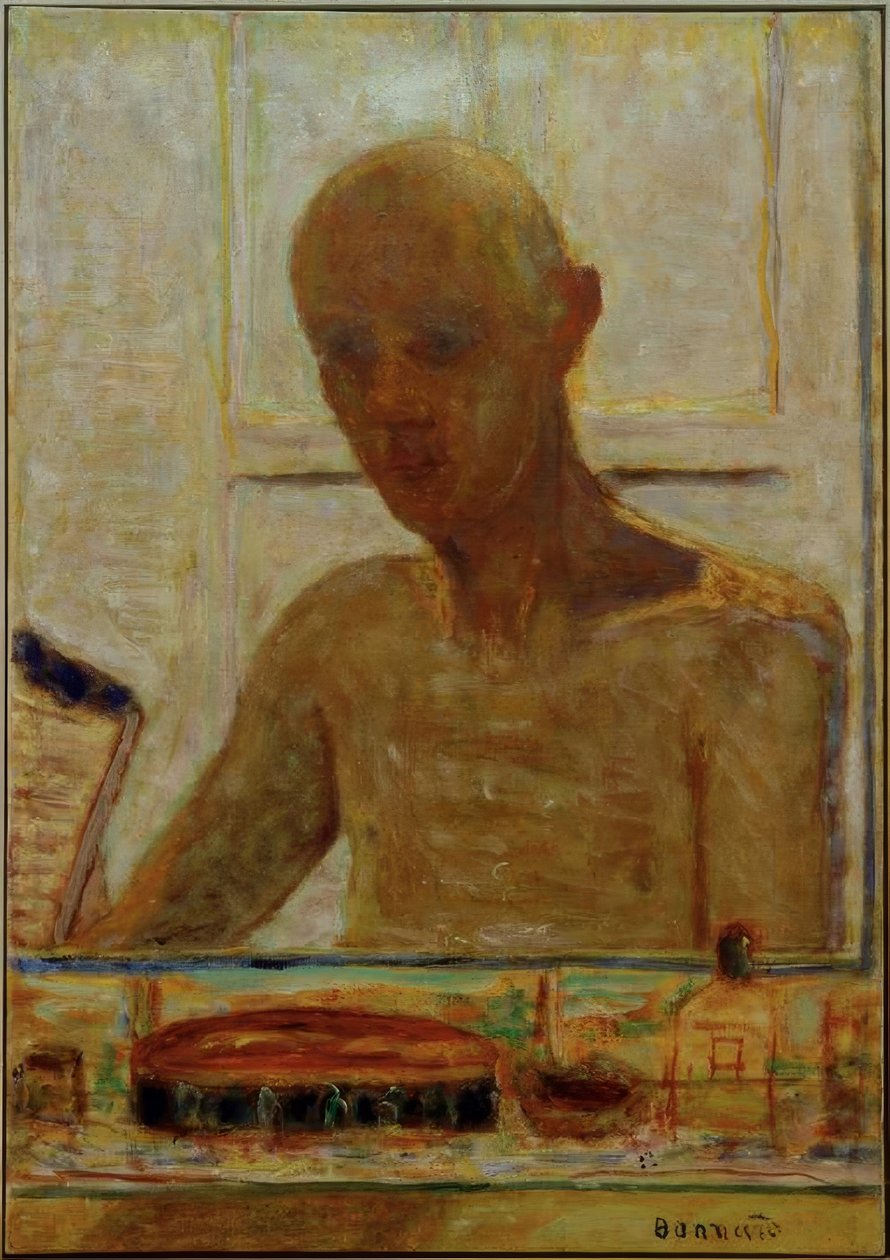 Portrett av kunstneren i speilet på badet (Selvportrett) av Pierre Bonnard