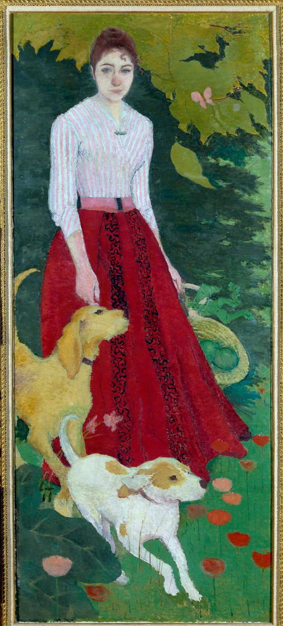 Portrett i foten av Mademoiselle Andree Bonnard med hundene hennes av Pierre Bonnard