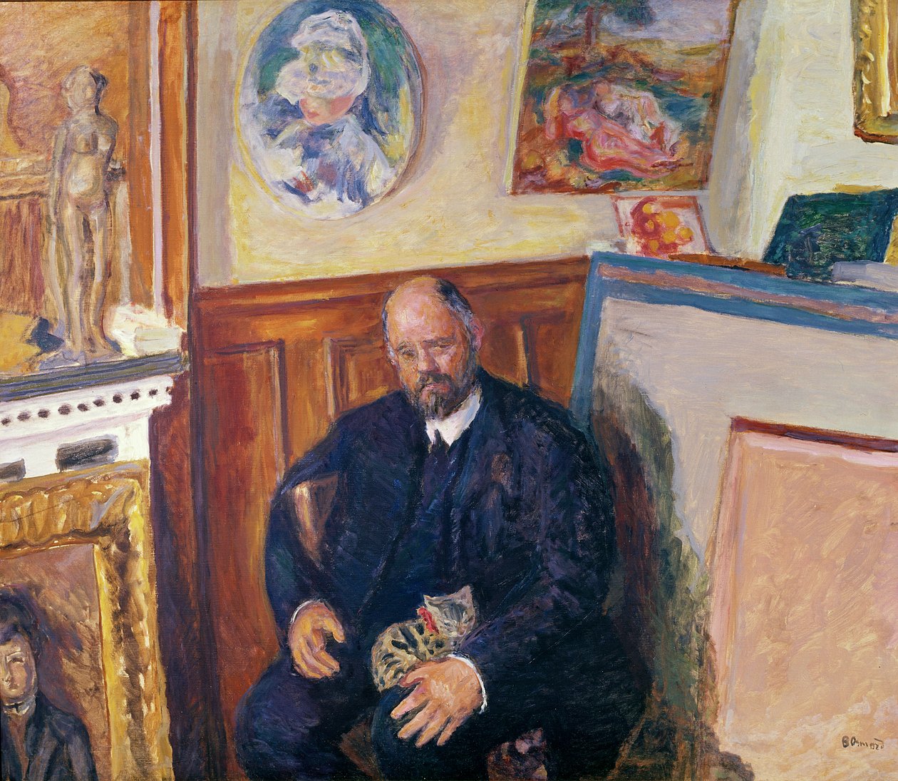 Portrett av Ambroise Vollard (1868-1939) med katten sin, ca. 1924 av Pierre Bonnard
