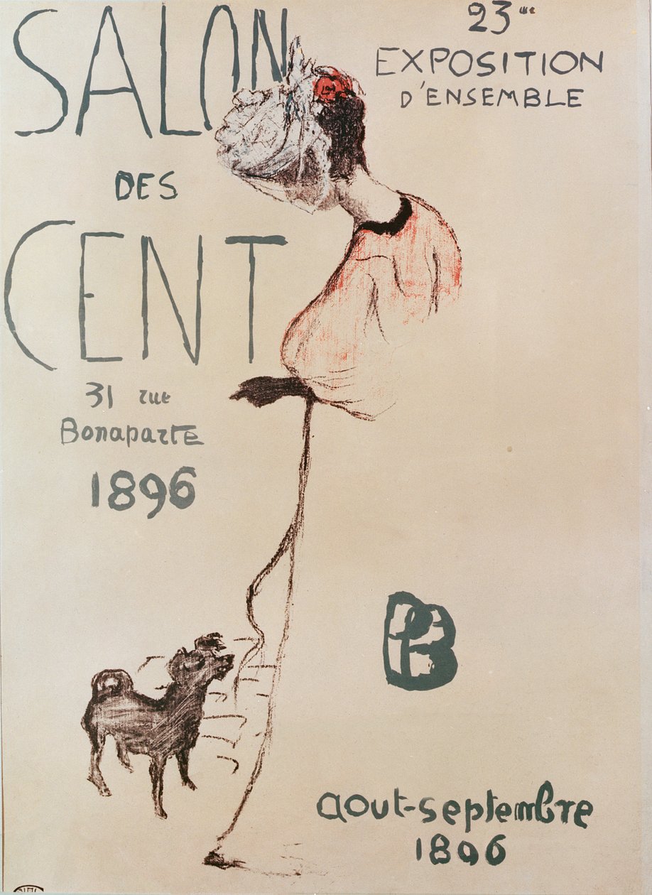 Plakat som reklamerer for den 23. utstillingen til Salon des Cent, 1896 av Pierre Bonnard