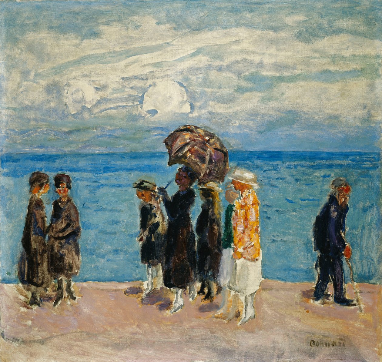 Turgåere ved sjøen; Turgåere ved havet av Pierre Bonnard