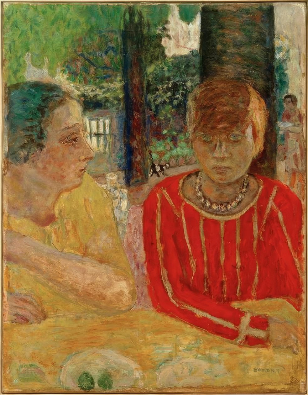 Dronning Natanson og Marthe Bonnard i rød bodice av Pierre Bonnard