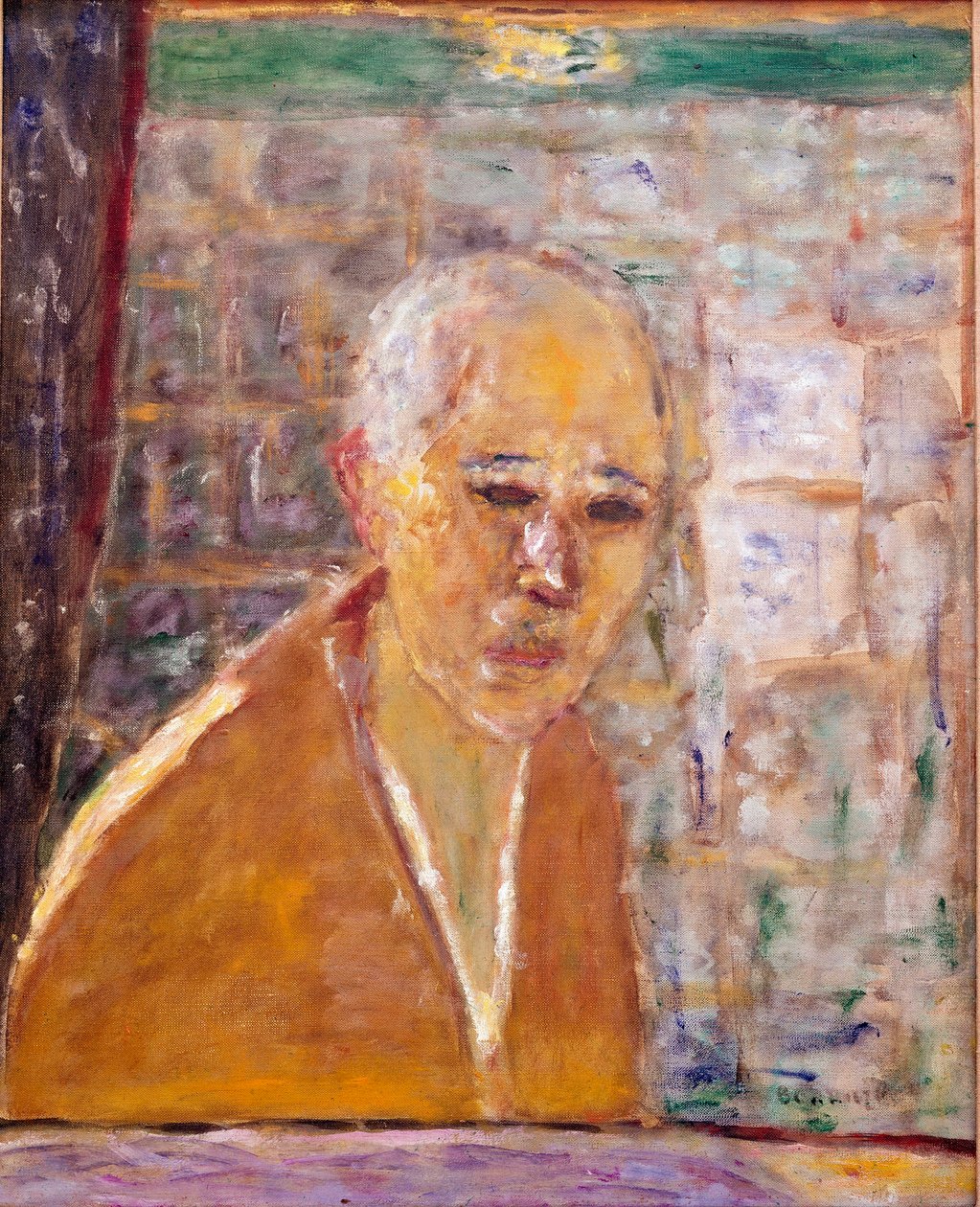 Selvportrettmaleri av Pierre Bonnard (1867-1947) 1945 Dim. 56x46 cm New York, Samling Donald S. Stralem av Pierre Bonnard